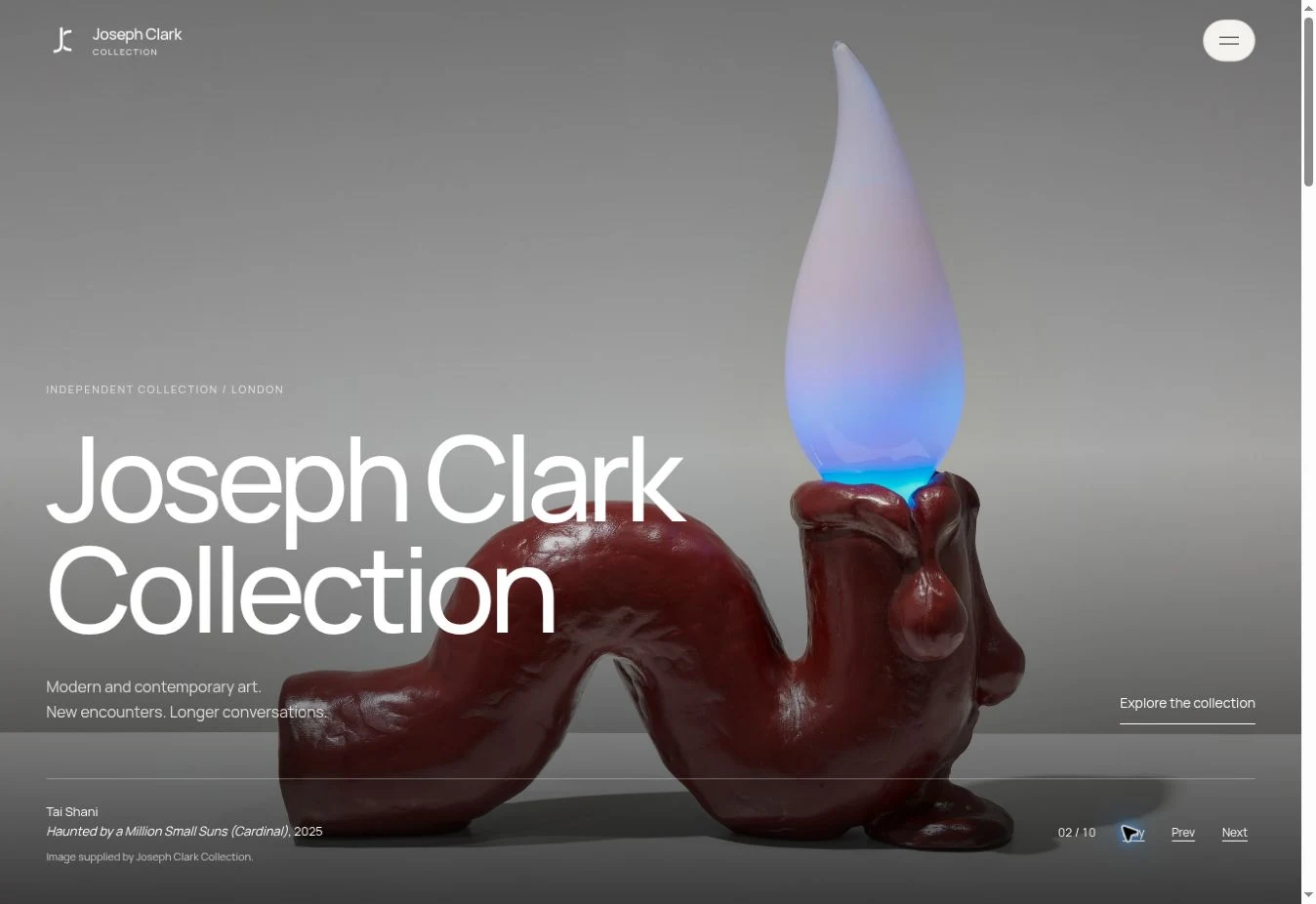 Joseph Clark Collection homepage with a work by Tai Shani